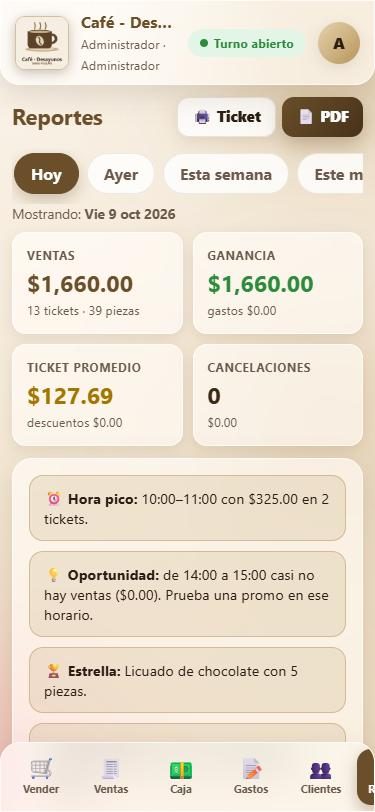 Reportes de ventas en POSCafe